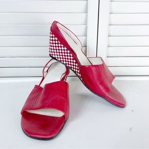 Jonathan Martin checkerboard wedge sandals